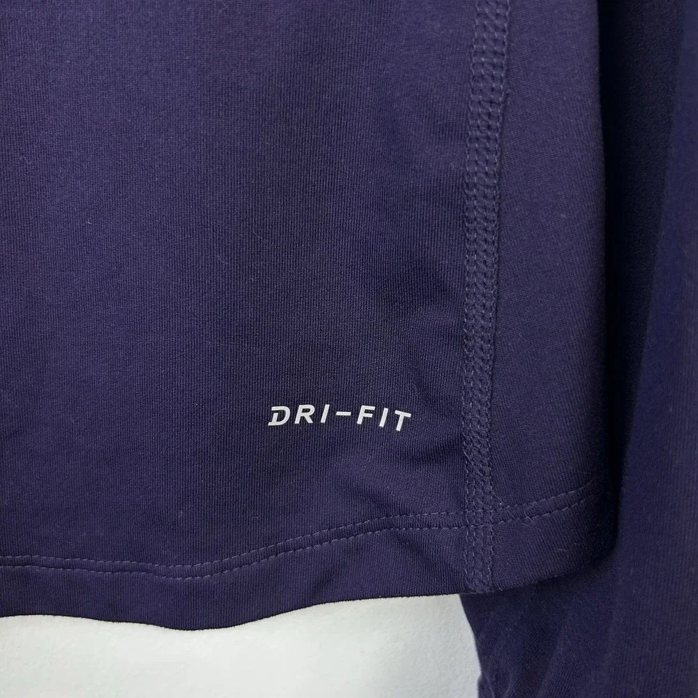 Nike Dri-Fit Running Top Womans M Purple Quarter Zip Pullover Active Wear Solid